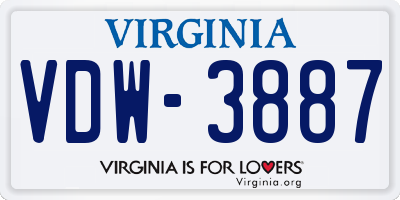 VA license plate VDW3887