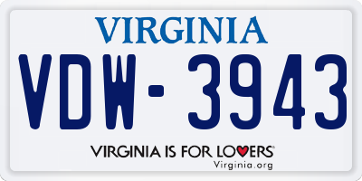 VA license plate VDW3943