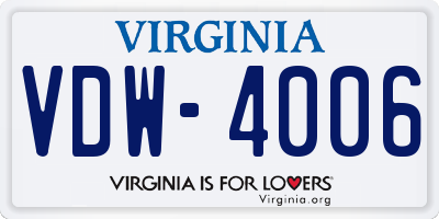 VA license plate VDW4006