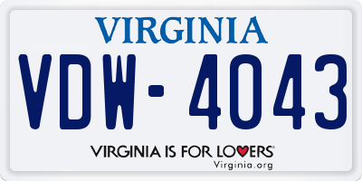 VA license plate VDW4043
