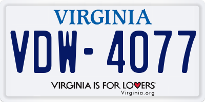 VA license plate VDW4077