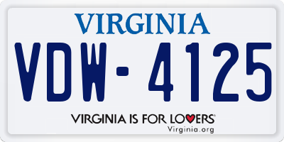 VA license plate VDW4125