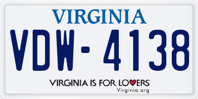 VA license plate VDW4138
