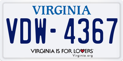 VA license plate VDW4367
