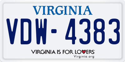 VA license plate VDW4383
