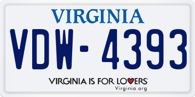 VA license plate VDW4393