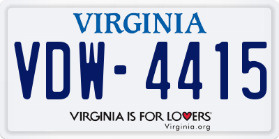 VA license plate VDW4415