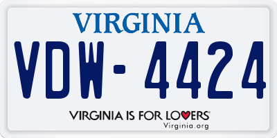 VA license plate VDW4424