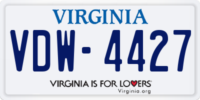 VA license plate VDW4427