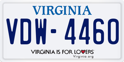 VA license plate VDW4460