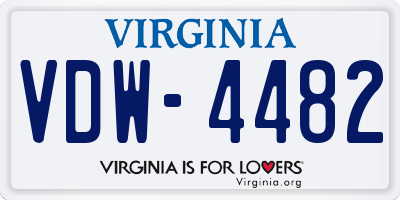 VA license plate VDW4482