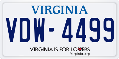 VA license plate VDW4499