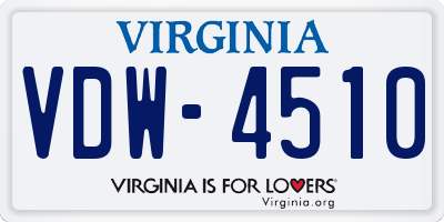 VA license plate VDW4510