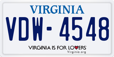 VA license plate VDW4548