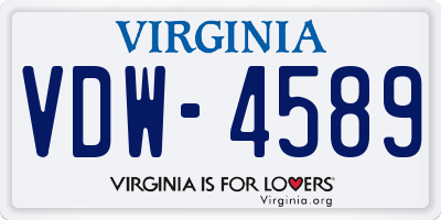 VA license plate VDW4589