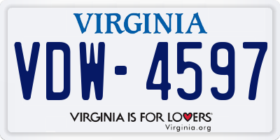VA license plate VDW4597