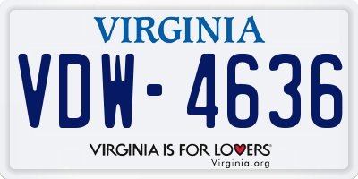VA license plate VDW4636