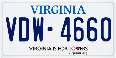 VA license plate VDW4660