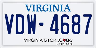 VA license plate VDW4687