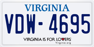 VA license plate VDW4695
