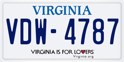 VA license plate VDW4787