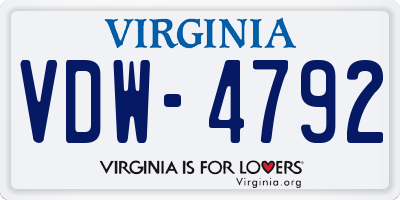 VA license plate VDW4792