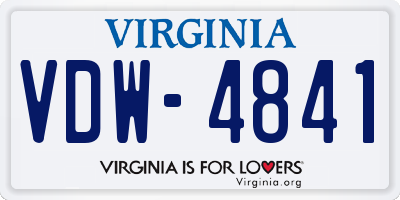 VA license plate VDW4841