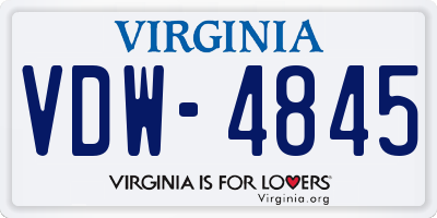 VA license plate VDW4845