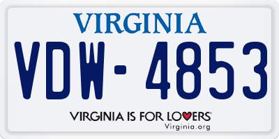 VA license plate VDW4853