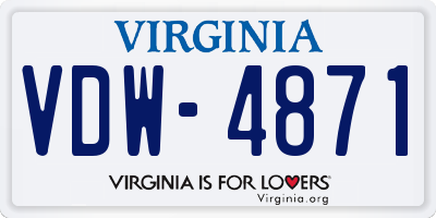 VA license plate VDW4871