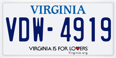 VA license plate VDW4919