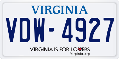 VA license plate VDW4927