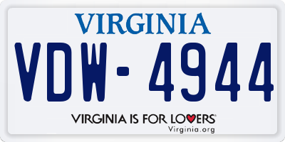 VA license plate VDW4944