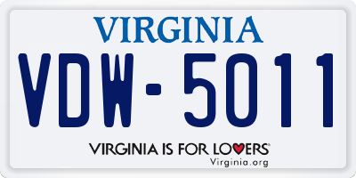 VA license plate VDW5011