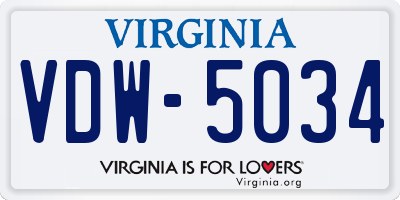VA license plate VDW5034