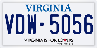 VA license plate VDW5056
