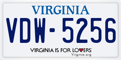 VA license plate VDW5256