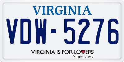 VA license plate VDW5276