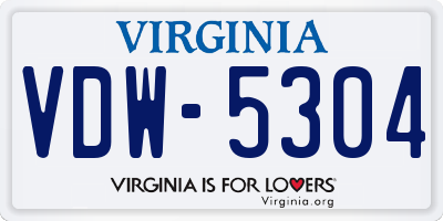 VA license plate VDW5304