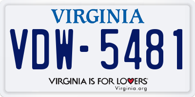 VA license plate VDW5481