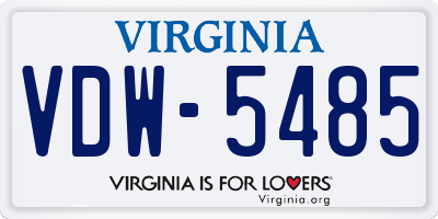 VA license plate VDW5485