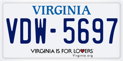 VA license plate VDW5697