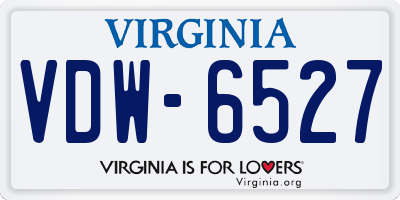 VA license plate VDW6527