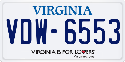 VA license plate VDW6553