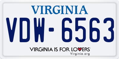 VA license plate VDW6563