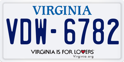 VA license plate VDW6782
