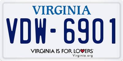 VA license plate VDW6901