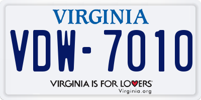 VA license plate VDW7010