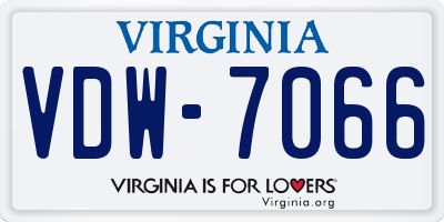 VA license plate VDW7066