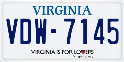VA license plate VDW7145
